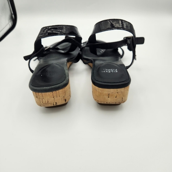 Eileen Fisher Patent Leather Cork Wedge Sandals 9.5 - Picture 3 of 7